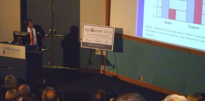 Andrew R. Harrison, MD, speaking at the Eyeopener Symposium in Toronto